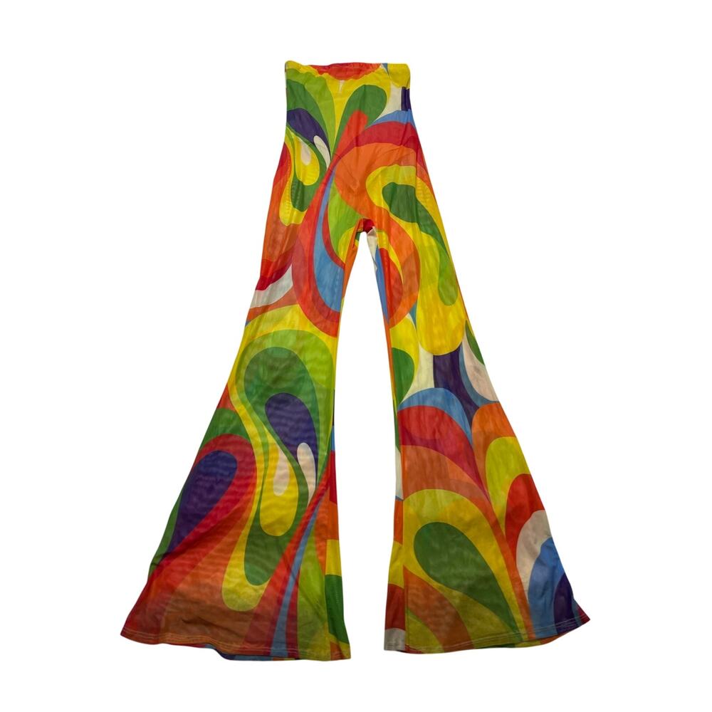 Dodo Bar Or Psychedelic Mesh Bell Bottom Jumpsuit SZ Med